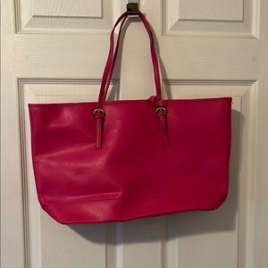 New York & Company Pink Tote Bag with Glossy Finish